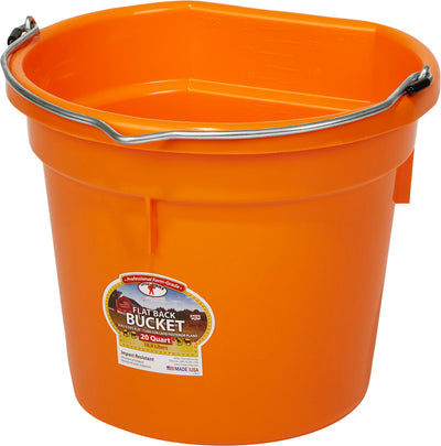 Little Giant Duraflex Plastic Flat Back Bucket, Orange, 20 qt - Buckets Flatback