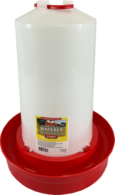 Little Giant Deep Base Poultry Waterer, Red, 3 gal - Farm & Equine