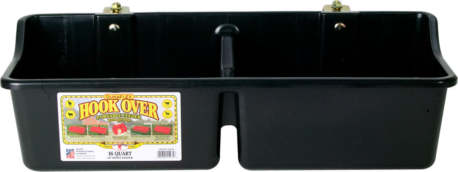 Little Giant Hook Over Feeder w/ Divider, Black, 16 qt - Buckets Over the Fence