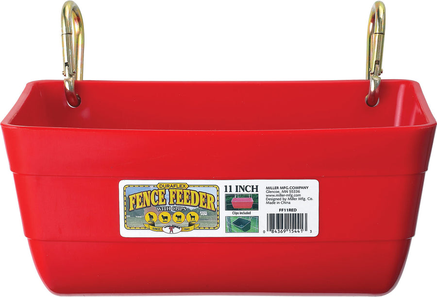 Little Giant Fence Feeder w/ Clips, Red, 11 in - Buckets Over the Fence