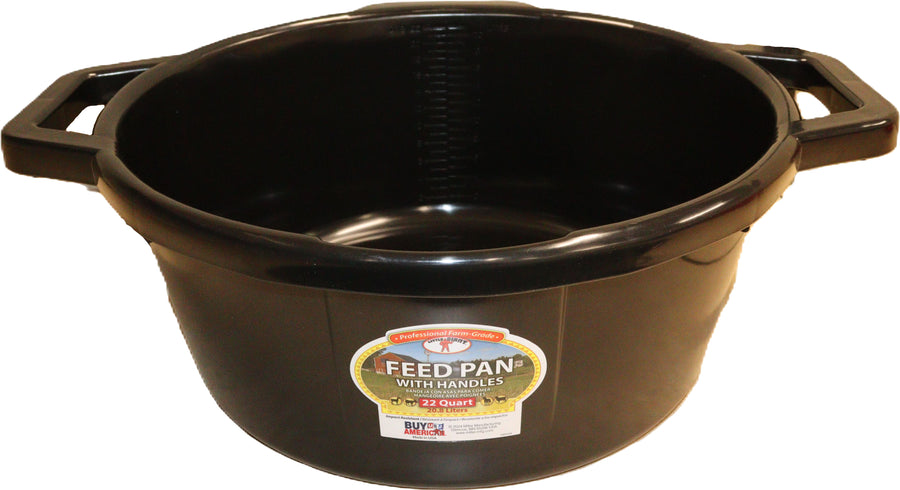 Little Giant Feed Pan with Handles, Black, 22 qt - Bucket General