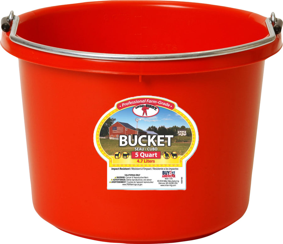 Little Giant Plastic Bucket, Red, 5 qt - Bucket General
