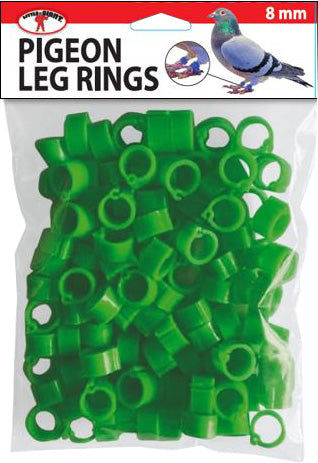 Little Giant Plastic Pigeon Leg Rings, Green, 8mm-100 pk - Farm & Equine