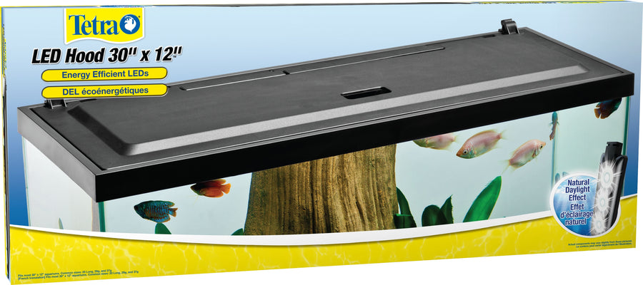 Tetra LED Aquarium Hood, Black, 30 in