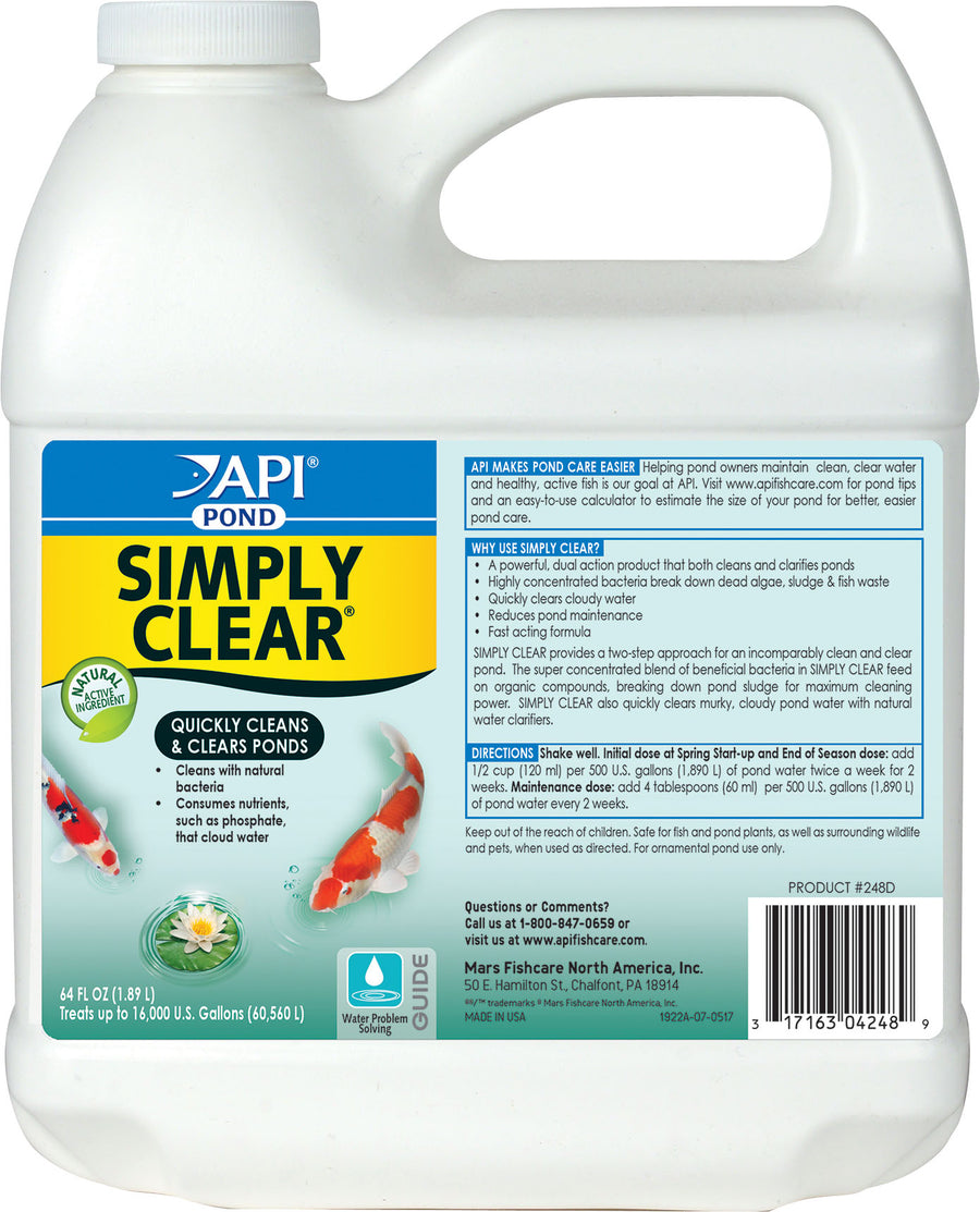 API Pond Simply Clear Bacterial Pond Clarifier, 64 oz - Water Treatment
