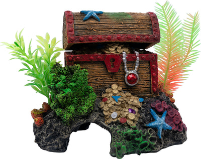 Glofish Treasure Chest Air Pump Decor - Resin