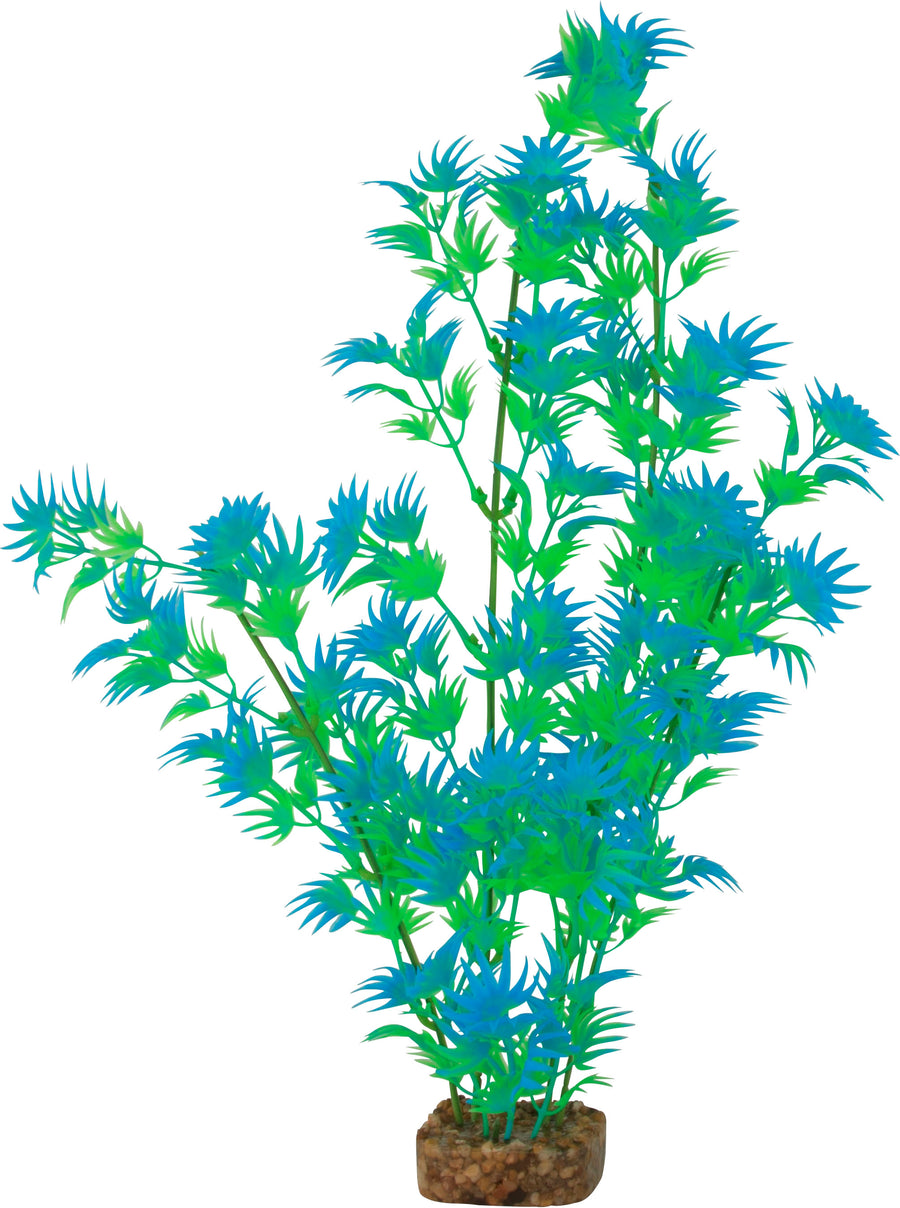 Glofish Multi-Color Aquarium Plant, Green/Blue, XL - Plastic Plants