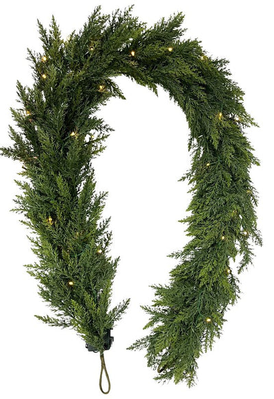 Santas Forest 35002 Cedar Garland Pre-Lit