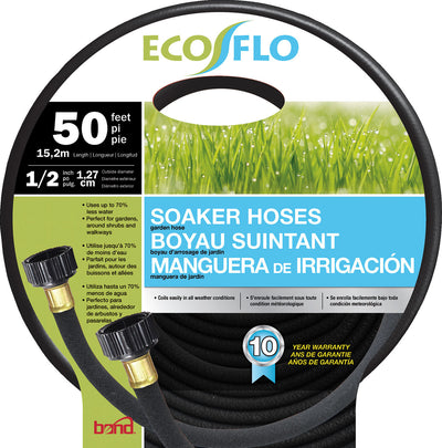 Bond Eco Flo Soaker Hose, Black, .5 in x 50 ft - Garden Hose