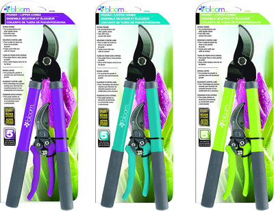 Bloom Pruner-Lopper Combo Set, Assorted, 8 & 15 in - Bypass Pruners
