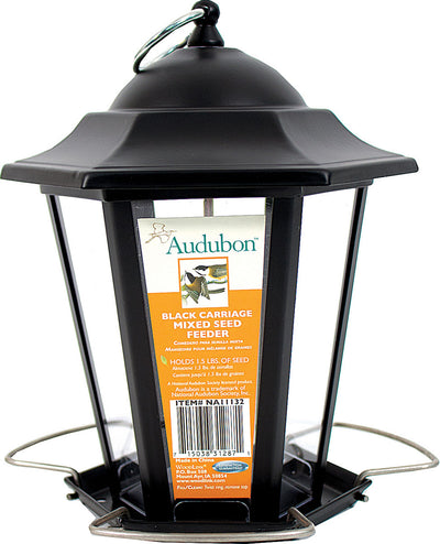 Audubon Carriage Lantern Wild Bird Feeder, Black, 1.5 lb Cap - Novelty/Designer