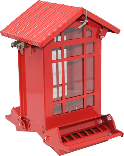 Audubon Chateau Squirrel-Resistant Feeder, Red, 7 lb - Squirrel Proof All Metal Feeder