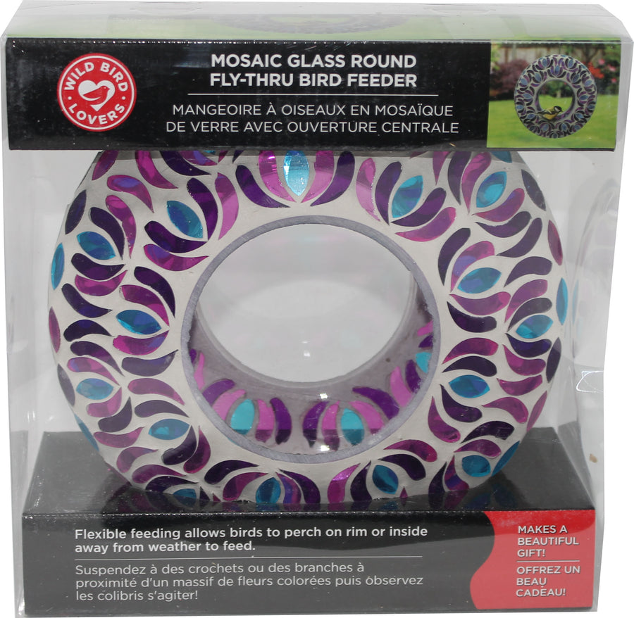 Audubon Mosaic Glass Round Fly Through Feeder, .5 lb Cap - Platform/Fly Thru Feeders
