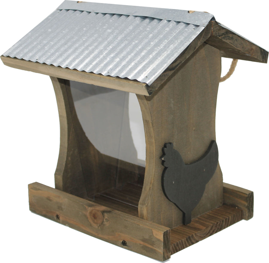Audubon Rustic Farmhouse Tall Hopper Feeder, Natural, 3 lb Cap - Hopper Feeders Wooden