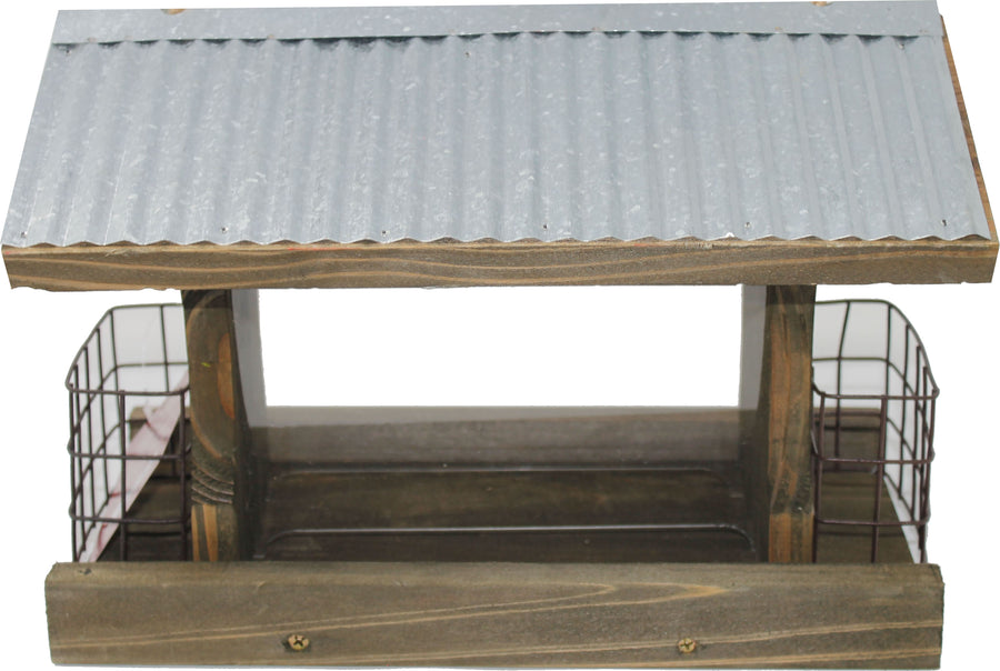 Audubon Rustic Farmhouse Ranch Feeder W/Suet Cages, Natural, 4 lb Cap - Hopper Feeders Wooden