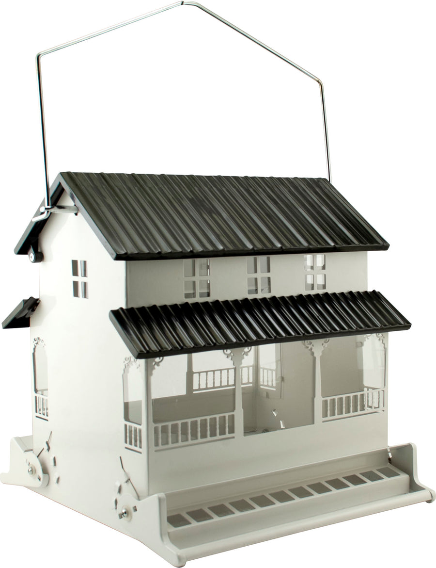 Rustic Farmhouse Absolute Farmhouse Bird Feeder, White, 13 lb - Squirrel Proof All Metal Feeder