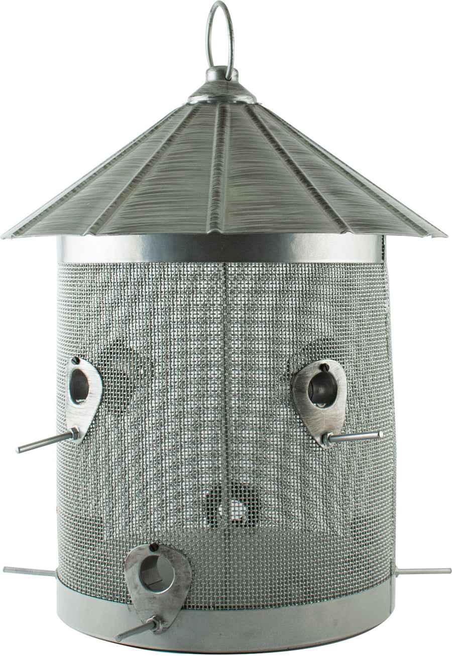 Audubon Rustic Farmhouse Galvanized Silo Combo Feeder, Nickel, 10 lb Cap - Magnum/Mesh Feeders