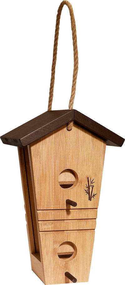 Audubon Ultimate Renewable Bamboo Tall Hopper Feeder, Tan/Brown, 1.5 lb Cap - Hopper Feeders Wooden