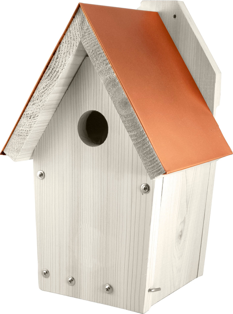 Audubon Nantucket Bluebird House, White, 7.5x7.85x13.5 in - Houses-Bird