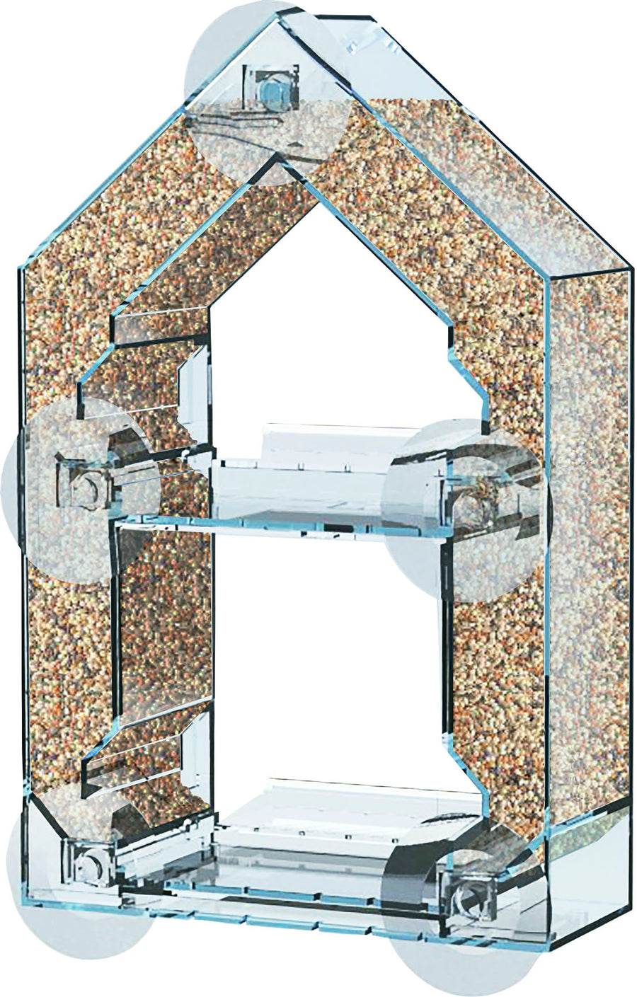 Audubon Sneak-A-Peak Window Seed Feeder, Clear, 1 lb Cap - Window Feeders-Seed