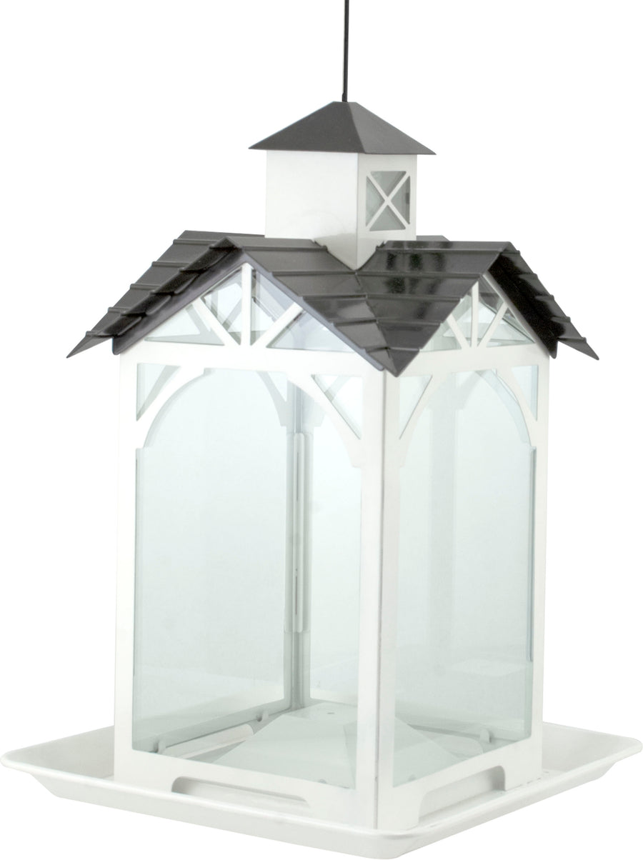 Audubon Modern Farmhouse Glass Stable Feeder, White, 4 lb Cap - Novelty/Designer