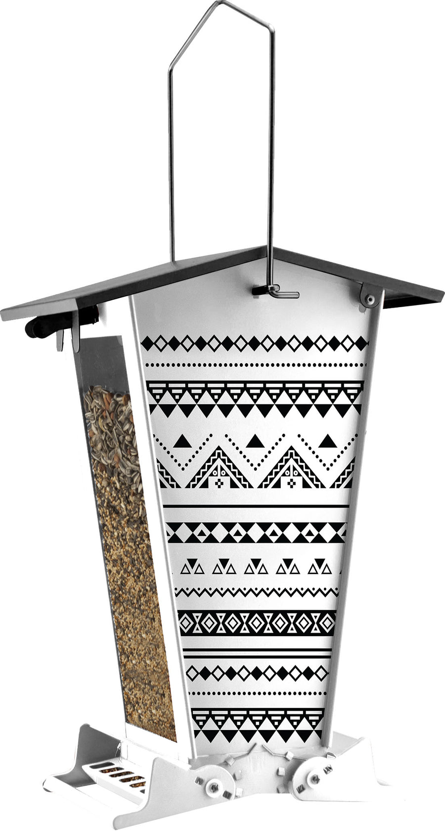 Nordic Habitat Snack Shack Squirrel Proof Feeder, Black/White, 7 lb Cap - Squirrel Proof All Metal Feeder