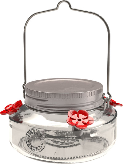 Absolute Vintage Mini Mason Jar Glass Hummingbird Feeder, Assorted, 12 oz - Hummingbird Feeder-Glass