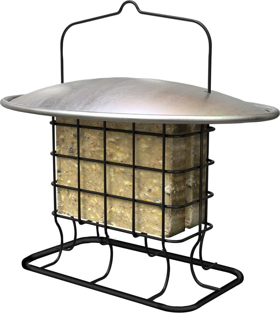 New Age Heavy-Duty Double Suet Cage Feeder, Black, 2 Cake Cap - Suet and Seed Cake Feeders