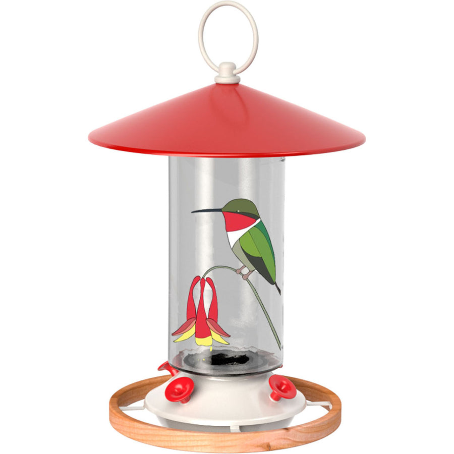 Audubon Limited Edition Eggpicnic Metal Hummingbird Feeder, Red, 16 oz - Hummingbird Feeder-Glass
