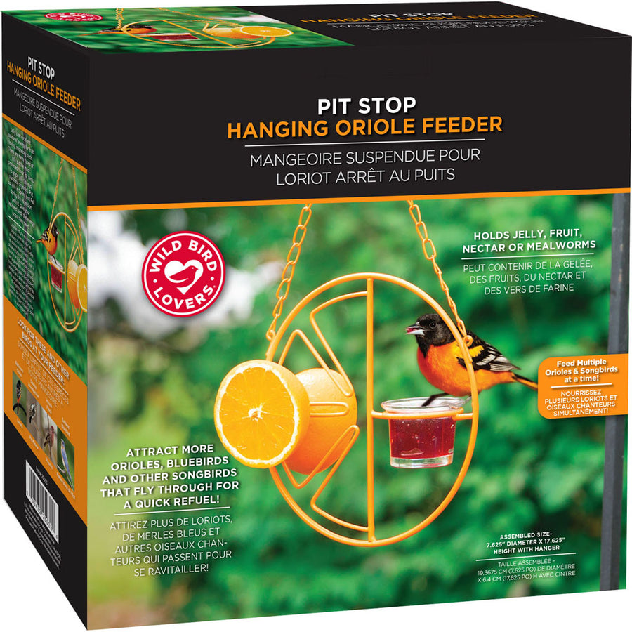 Wild Bird Lovers Oriole Pitstop Hanging Jelly Fruit & Mealworm Fdr, Orange - Oriole Feeders