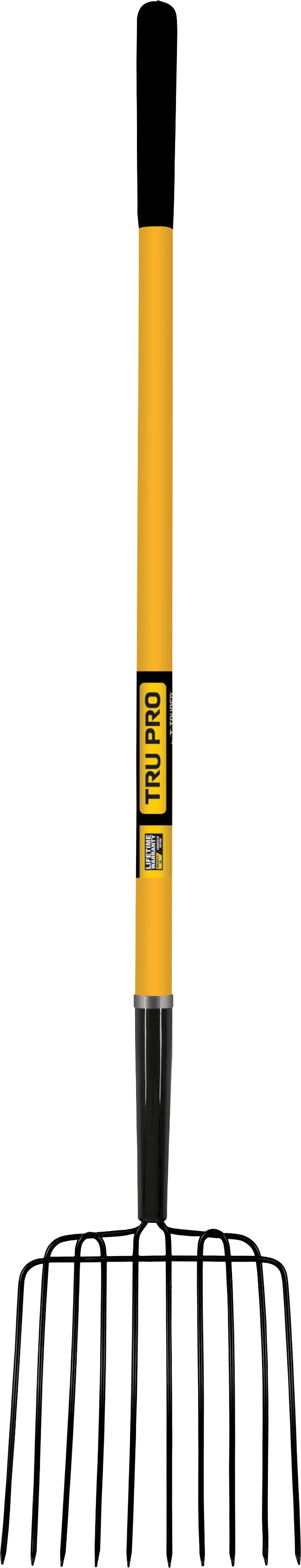 Tru Tough 10 Tine Forged Manure & Bedding Fork W/Fiberglass Handle, Yellow, 54 in - Manure Fork