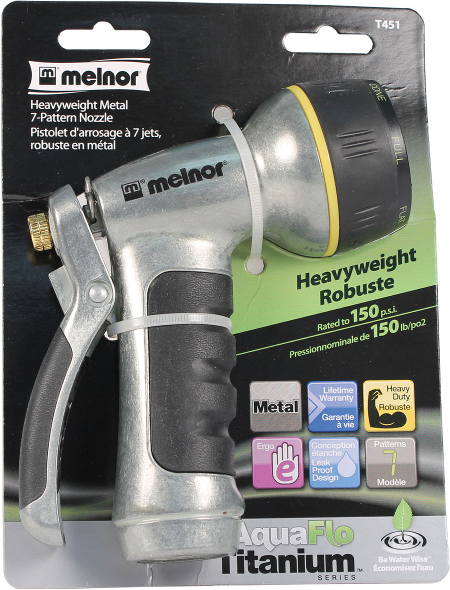 Melnor Aquaflo Titanium Heavyweight 7-Pattern Nozzle, 4.5 in - Nozzles