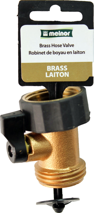 Melnor Brass Hose Valve, Brass, 5 in - Hose Parts and Accessories