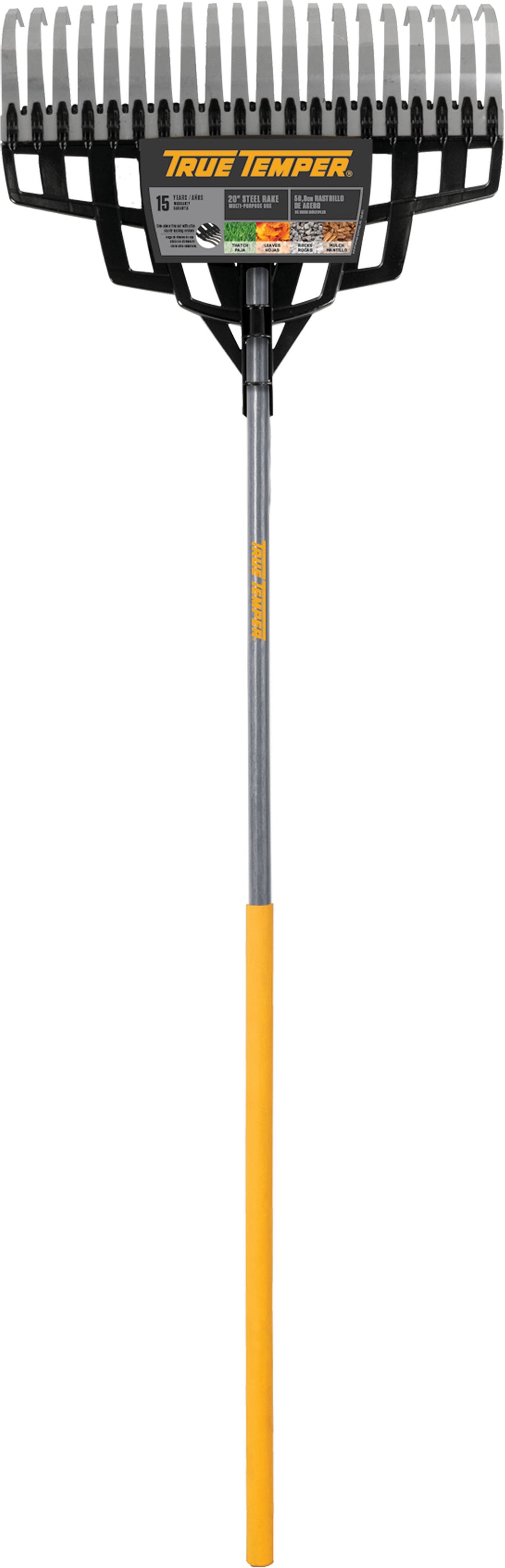 True Temper Multi Purpose Steel Tine Rake, Black, 52x20 in - Leaf