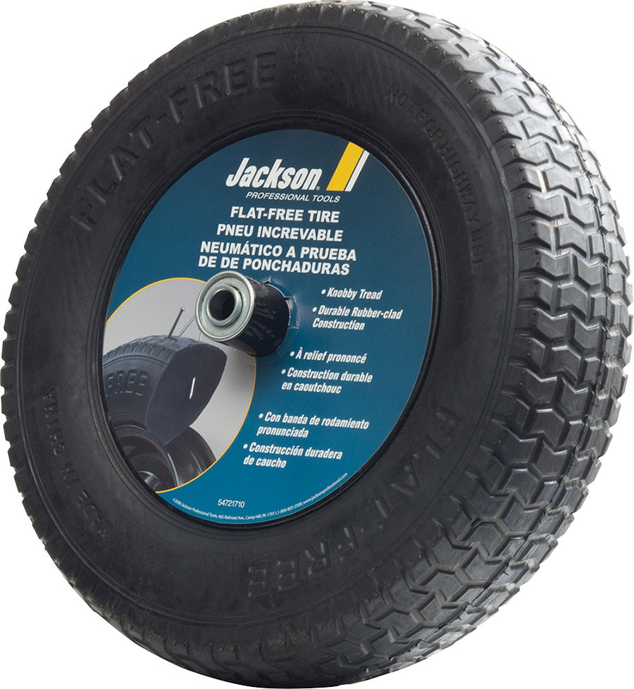 Jackson Flat Free Knobby Wheelbarrow Replacement Tire, Black, 8 in - Parts and Accessories