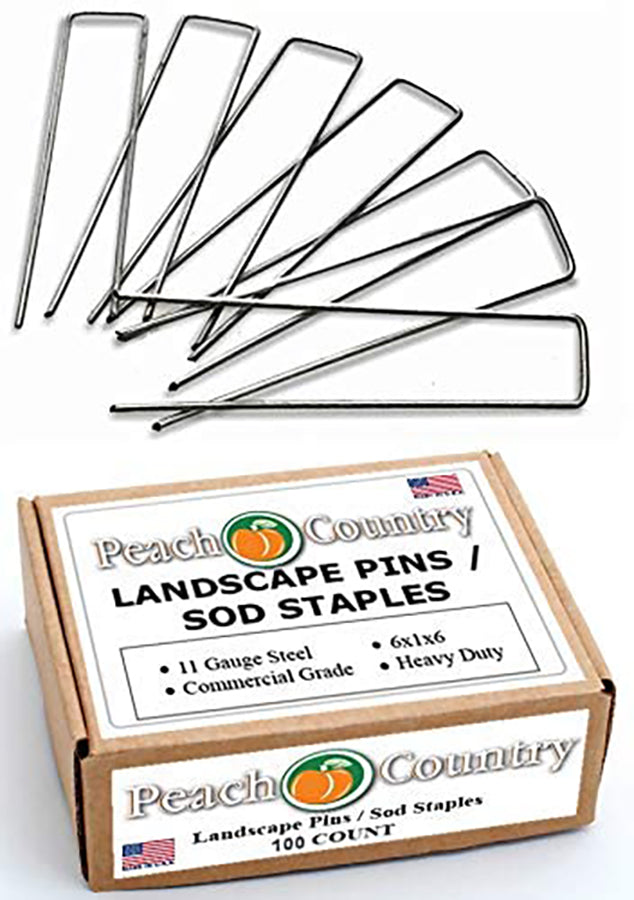 Peach Country Galvanized Garden Landscape Staples Stakes Fabric Anchor Pins 6 Inch Strong Durable 11 Gauge Steel USA - Your Choice