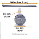 Peach Country Heavy Duty, 12 Inch Round Metal Landscape, Paver Edging Nail