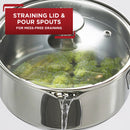 T-fal Cook & Strain Stainless Steel Saucepan with lid, 3 Quart