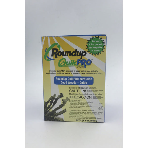 Weed Killer Roundup QuickPro | 1.5oz packets 5 Pack Box makes 5 gallons of solution | Non Selective Weed Control