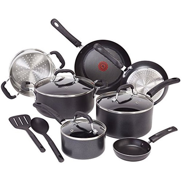 T-fal C515SC Professional Total Nonstick Thermo-Spot Heat Indicator Induction Base Cookware Set, 12-Piece, Black