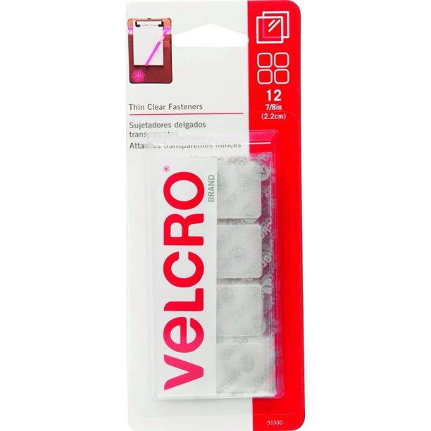 New Velcro Brands 91330 Sticky Back Fastener Velcro Sq 7/8In Clear 12 Pack,Each