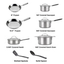 T-fal Expert Pro 12 Piece Stainless Steel Cookware Set, Dishwasher Safe