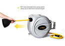 Power Products USA Retractable Hose Reel 75 ft + 6 ft x 1/2" - Brass Fittings, Super Heavy Duty, 3 Layer Hybrid Hose, Slow Return System, Patented Nozzle Protector - Wall Mounted Water Hose Reel, Gray