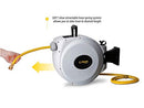 Power Retractable Hose Reel 50 ft + 6 ft x 5/8" - Brass Fittings, Super Heavy Duty, Slow Return System, 350 PSI Burst Strength, 3 Layer Hybrid Hose - Wall Mounted Water Hose Reel (Standard)