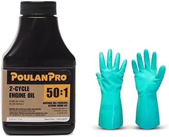 Poulan Pro 2.6 oz 50:1 2-Cycle Oil- 12 pack With Gloves