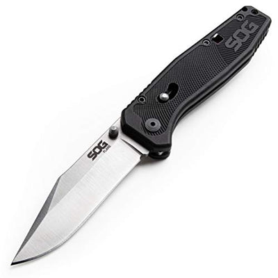 SOG Flare Folding Knife and Pocket Knife Assisted Opening Tech Knife w/ 3.5 Inch Stainless Straight Edge Blade & Tactical
