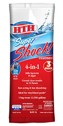 HTH 52019 Super Shock Treatment Swimming Pool Chlorine Cleaner, 1 lb, Crystal Clear