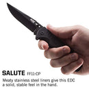 SOG Folding Pocket Knife - Salute Tactical Knife, EDC Knife, Tactical Folder Knife, Work Knife, 3.63 Inch Black Pocket Knife with Thumbstud (FF11-CP)