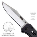 SOG Flare Folding Knife and Pocket Knife Assisted Opening Tech Knife w/ 3.5 Inch Stainless Straight Edge Blade & Tactical Knife GRN Grip (FLA1001-CP)
