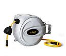 Power Products USA Retractable Hose Reel 75 ft + 6 ft x 1/2" - Brass Fittings, Super Heavy Duty, 3 Layer Hybrid Hose, Slow Return System, Patented Nozzle Protector - Wall Mounted Water Hose Reel, Gray